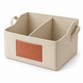 Panier de rangement à séparation amovible, beige et terracotta — 34 × 24 × 22 cm