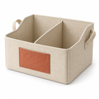Panier de rangement à séparation amovible, beige et terracotta — 34 × 24 × 22 cm