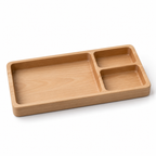 Vide-poche de bureau en bois à trois compartiments inégaux — 30 × 16 cm