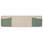 Rangement textile à poser sur accoudoir, trois poches, beige et sauge — 85 × 35 cm