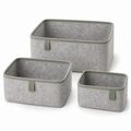 Lot de 3 boîtes de rangement en feutre à languettes décalées, gris et sauge