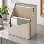 Porte-documents de bureau à deux compartiments, métal beige — format A4