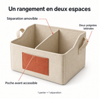 Panier de rangement à séparation amovible, beige et terracotta — 34 × 24 × 22 cm