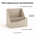 Porte-documents de bureau à deux compartiments, métal beige — format A4