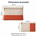 Lot de 2 pochettes textiles à ouvertures distinctes, beige et terracotta