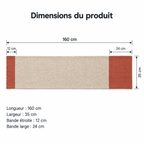 Chemin de table en coton à bandes asymétriques, beige et terracotta — 160 × 35 cm